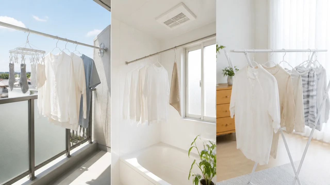 陰干しする場所がないときは?ベランダ・浴室・狭い部屋で干す方法